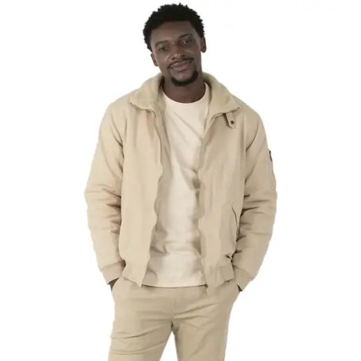 Mens Cotton Bomber Sherpa-Lined Jacket Model