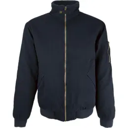 Mens Cotton Bomber Sherpa-Lined Jacket Navy