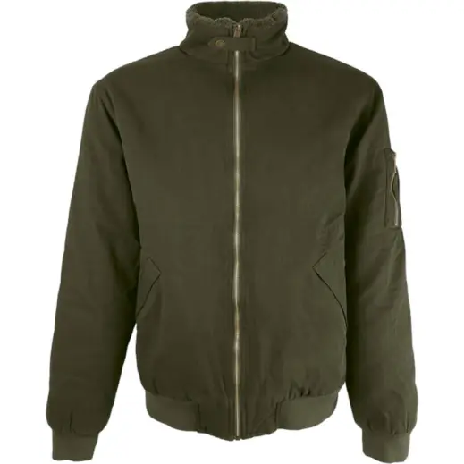 Mens Cotton Bomber Sherpa-Lined Jacket Olive