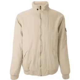 Mens Cotton Bomber Sherpa-Lined Jacket Stone