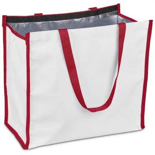 Hoppla Iceland Large Polyester Tote Cooler Bag Red Open