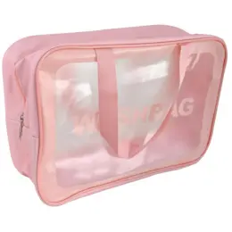 Clearview 3-Piece Wash Bag Set Pink Front