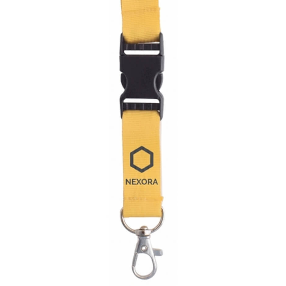 Petersham Lanyard With Buckle & Ring - Double Sided Print Close Up