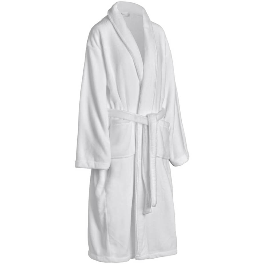 Serendipio Langham Ladies Coral Fleece Bathrobe Solid White Angle