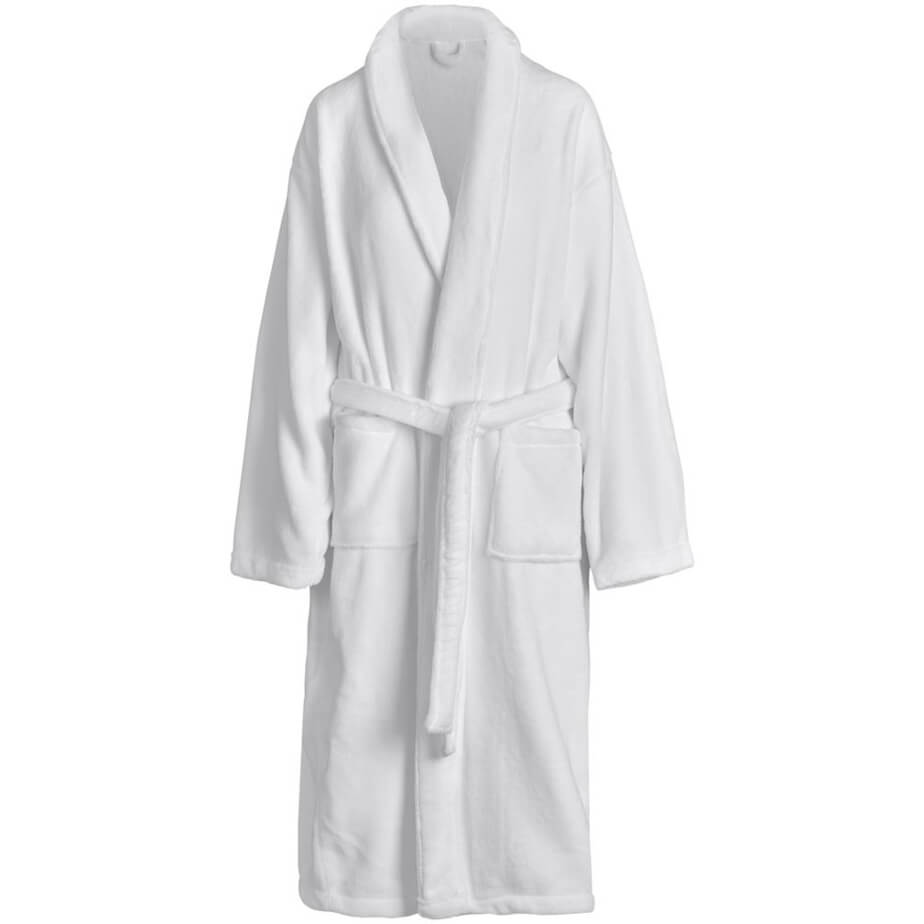 Serendipio Langham Ladies Coral Fleece Bathrobe Solid White Front