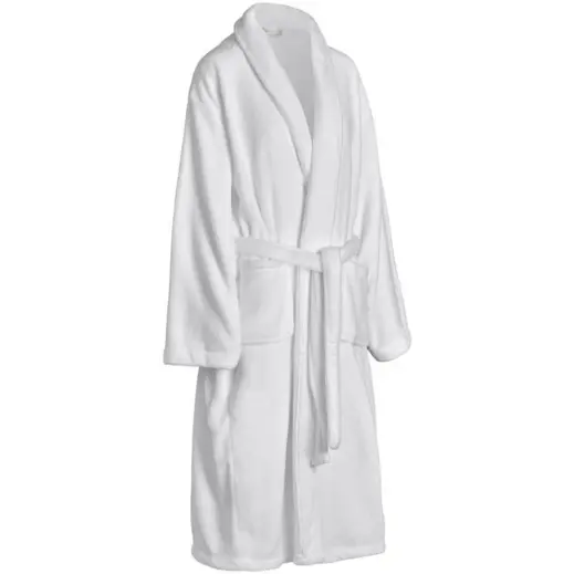 Serendipio Langham Ladies Coral Fleece Bathrobe Solid White Angle