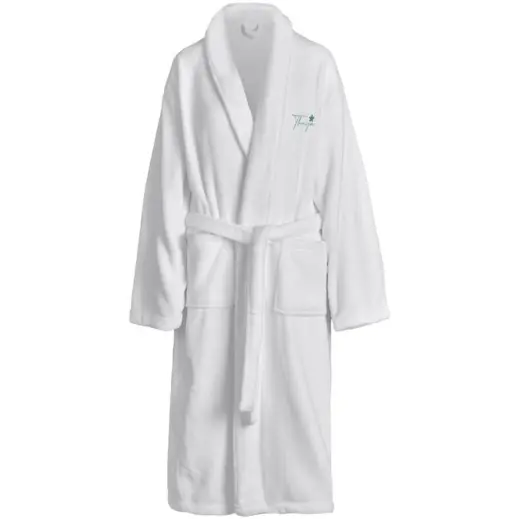 Serendipio Langham Ladies Coral Fleece Bathrobe Solid White Branded