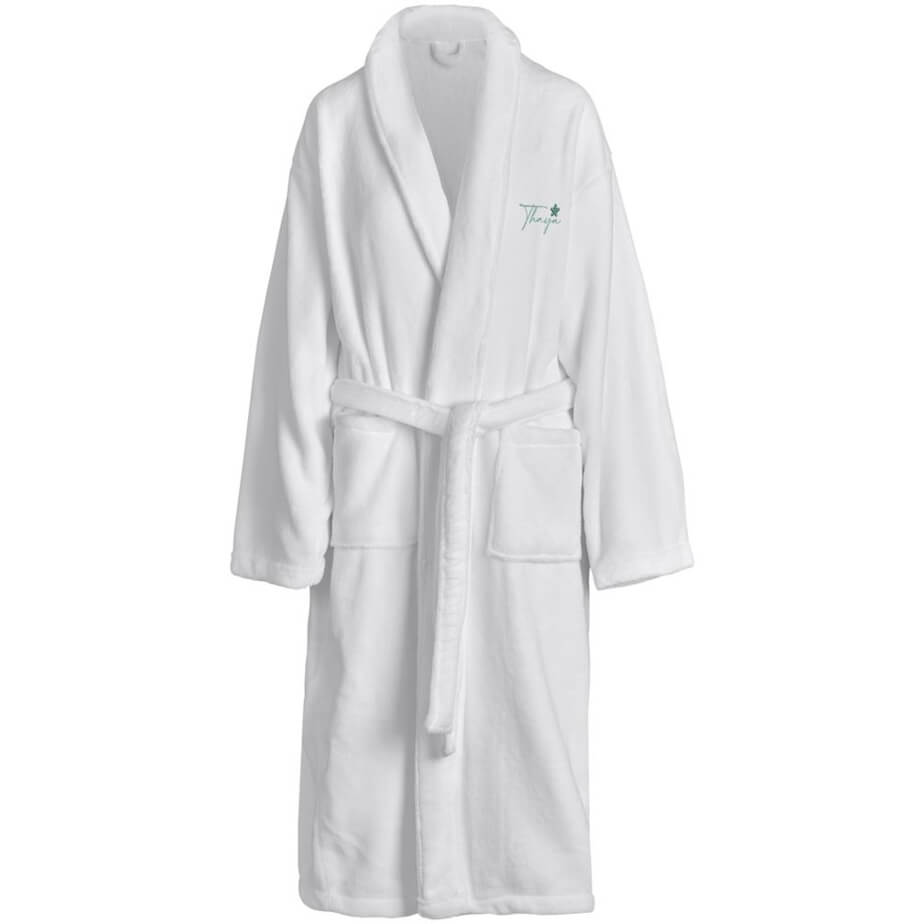 Serendipio Langham Ladies Coral Fleece Bathrobe Solid White Branded