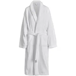 Serendipio Langham Ladies Coral Fleece Bathrobe Solid White Front