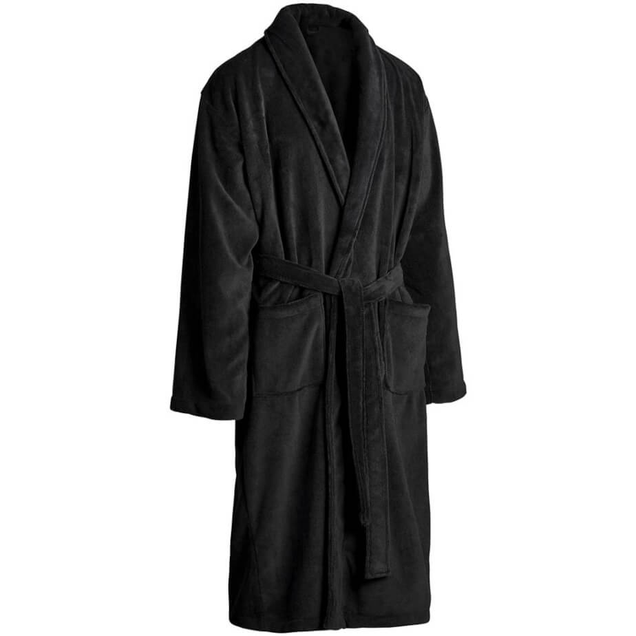 Serendipio Langham Mens Coral Fleece Bathrobe Black Angle