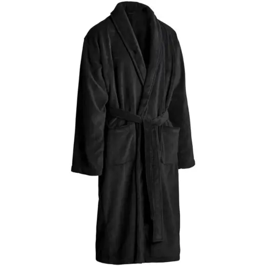 Serendipio Langham Mens Coral Fleece Bathrobe Black Angle