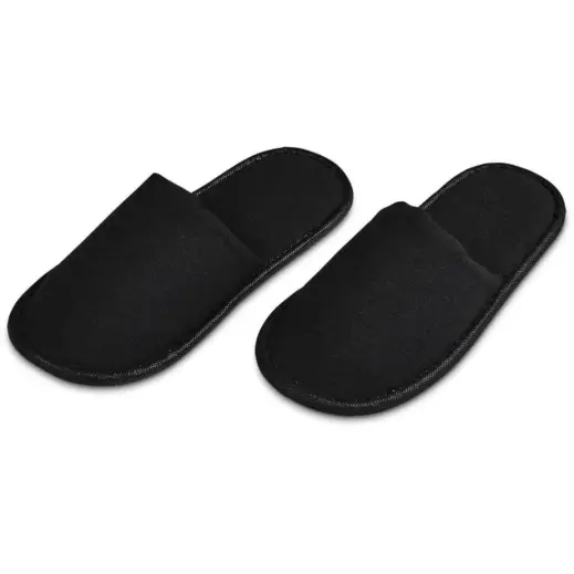 Serendipio Be Our Guest Linen Slippers Black Angle