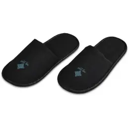 Serendipio Be Our Guest Linen Slippers Black Branded