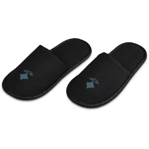 Serendipio Be Our Guest Linen Slippers Black Branded