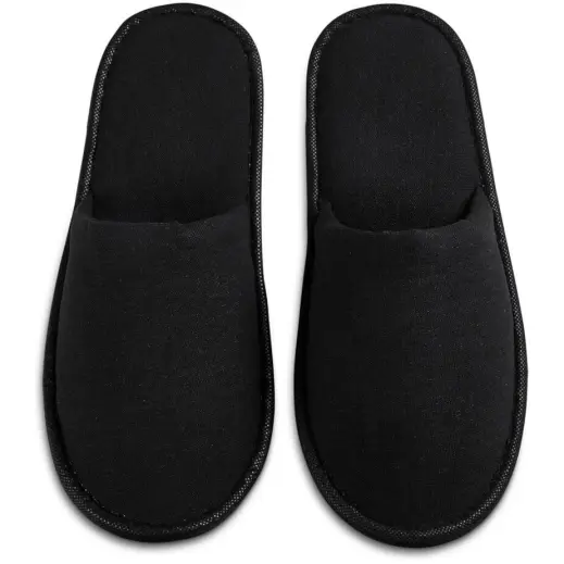 Serendipio Be Our Guest Linen Slippers Black Top