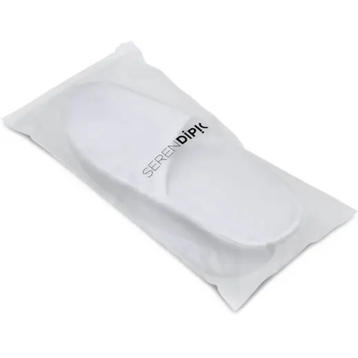 Serendipio Be Our Guest Linen Slippers Solid White Pouch