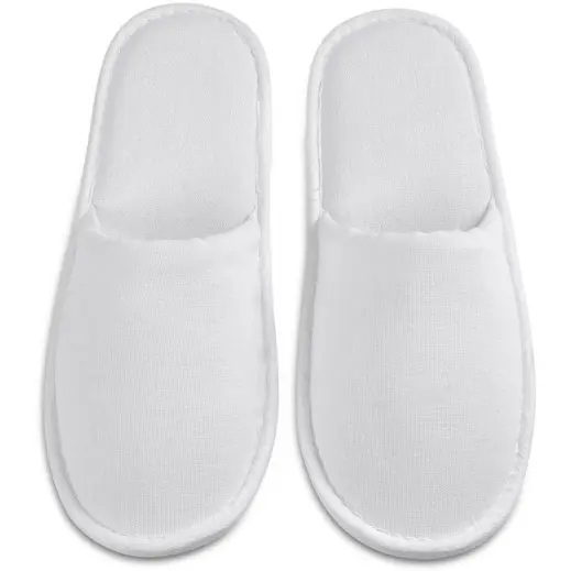 Serendipio Be Our Guest Linen Slippers Solid White Top