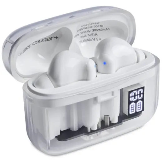 Swiss Cougar Basel Active Noise Cancelling TWS Earbuds Case Open Display
