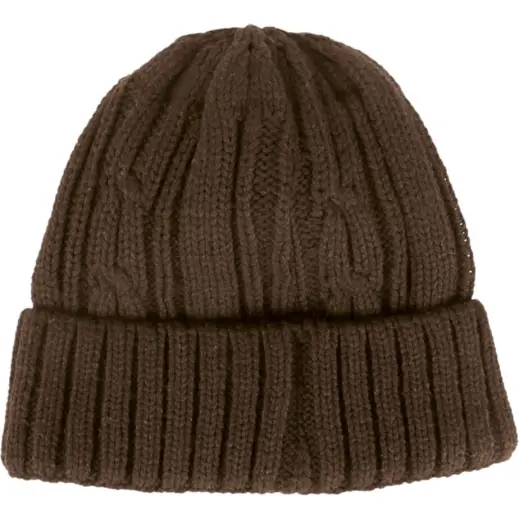 Cable Knit Beanie Brown