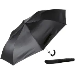 Gents Compact With Leather Handle Black