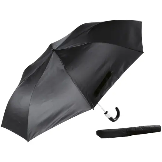 Gents Compact With Leather Handle Black