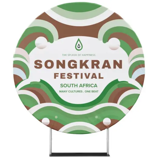 Round Back Drop Stand - 2.31m Branded Front