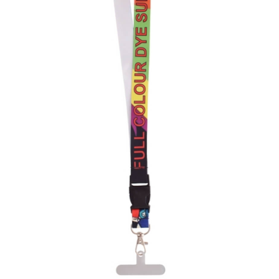 Glossy Polyester Dye Sub Lanyard With Buckle & Hangtab - Single Side Print Display