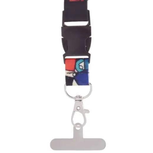 Glossy Polyester Dye Sub Lanyard With Buckle & Hangtab - Single Side Print Close Up