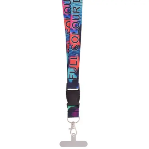 Glossy Polyester Dye Sub Lanyard With Buckle & Hangtab - Double Side Print Display