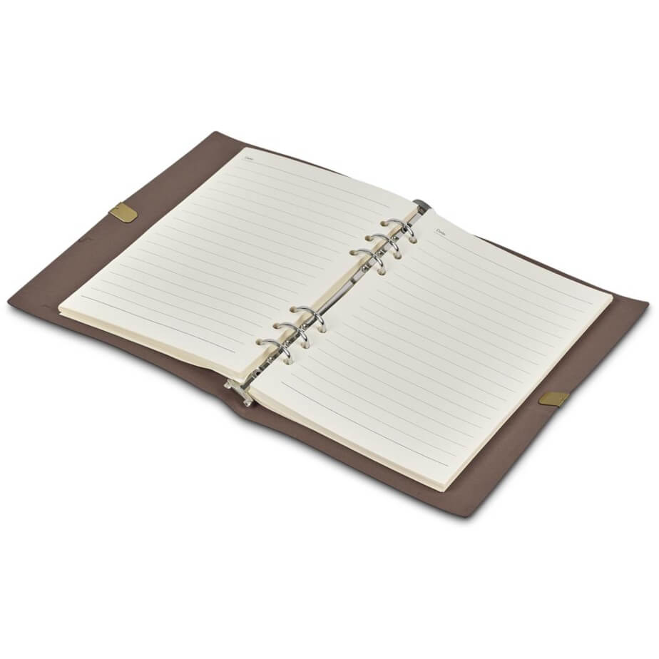 Serendipio Heritage Refillable A5 Ring-Bound Notebook Taupe Open