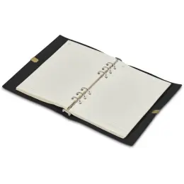 Serendipio Heritage Refillable A5 Ring-Bound Notebook Black Open