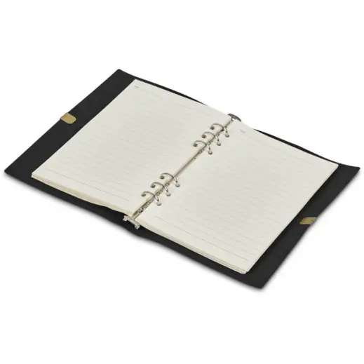 Serendipio Heritage Refillable A5 Ring-Bound Notebook Black Open