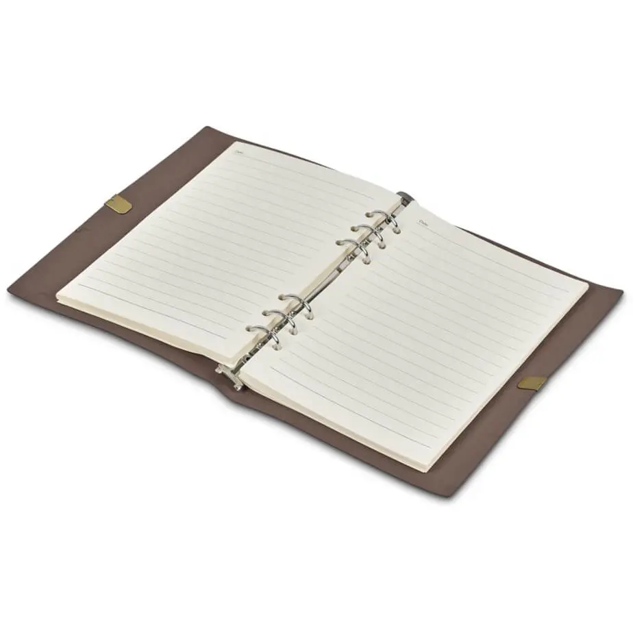 Serendipio Heritage Refillable A5 Ring-Bound Notebook Taupe Open