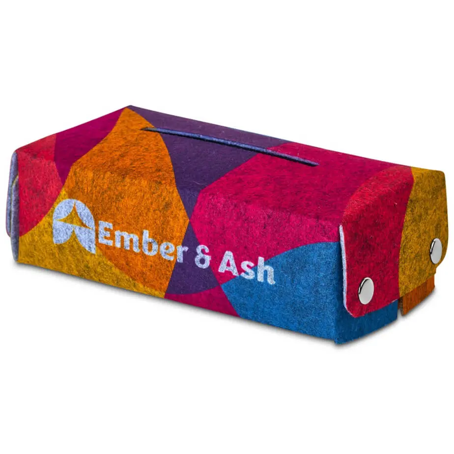 Hoppla Revive RPET Felt Tissue Box Cover Branded Front