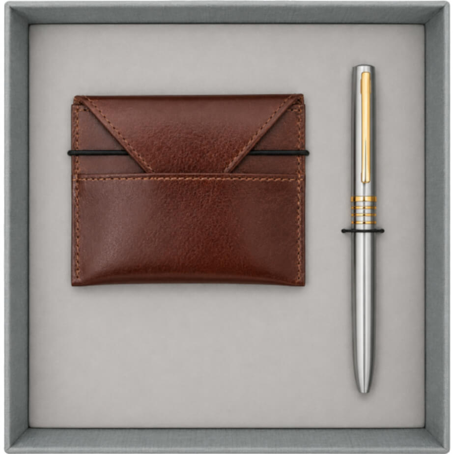 Leather Card Holder & Pen Set image