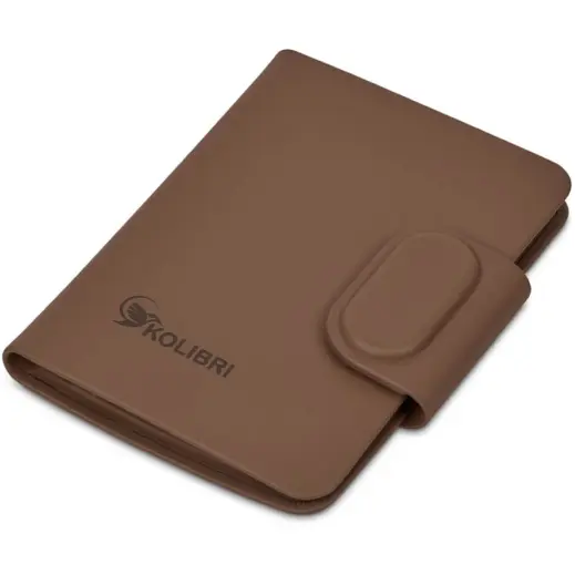Alex Varga Columbus Global Finder Passport Cover Tan Closed Branded