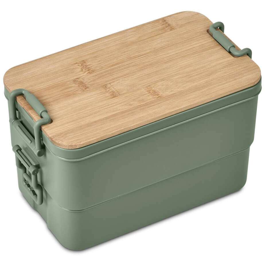 Urban Terrain Lakeside Double Layer Lunch Box & Cutlery Set Moss Stacked