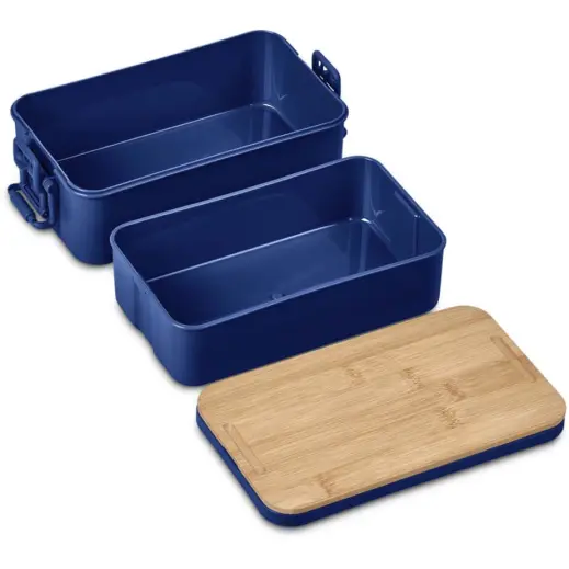 Urban Terrain Lakeside Double Layer Lunch Box & Cutlery Set Navy Display