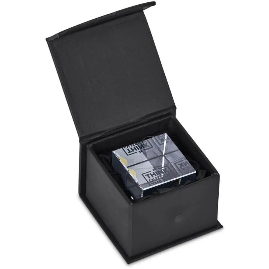 Altitude Crystal Cube Mini Award Gift Box Open