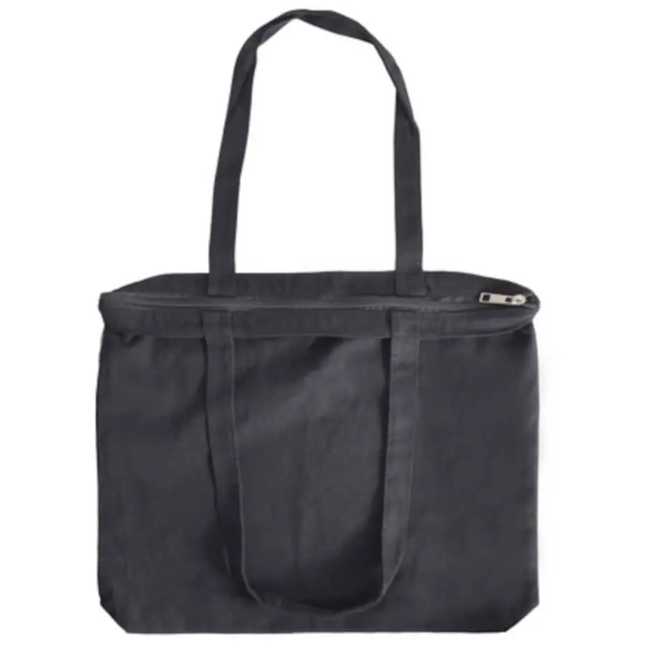 280g Cotton Zip Tote Bag Black Zip