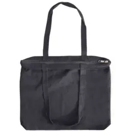 280g Cotton Zip Tote Bag Black Zip