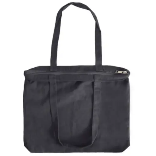 280g Cotton Zip Tote Bag Black Zip