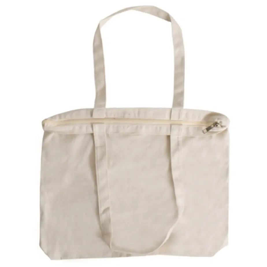 280g Cotton Zip Tote Bag Natural Zip