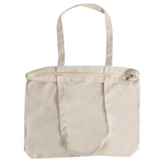 280g Cotton Zip Tote Bag Natural Zip