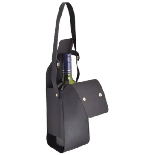 Wine Bottle Carrier Tote Black Open