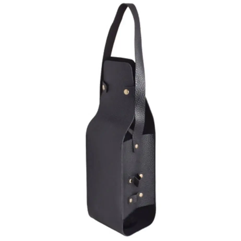 Wine Bottle Carrier Tote Black Side