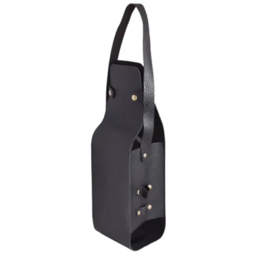 Wine Bottle Carrier Tote Black Side