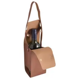 Wine Bottle Carrier Tote Tan Open