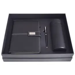 Executive Notebook, Flask & Pen Set Gift Box Open
