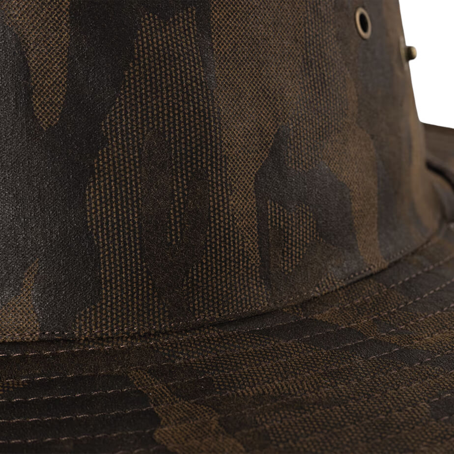 FWRD Oilskin Camo Bush Hat Choc Close Up